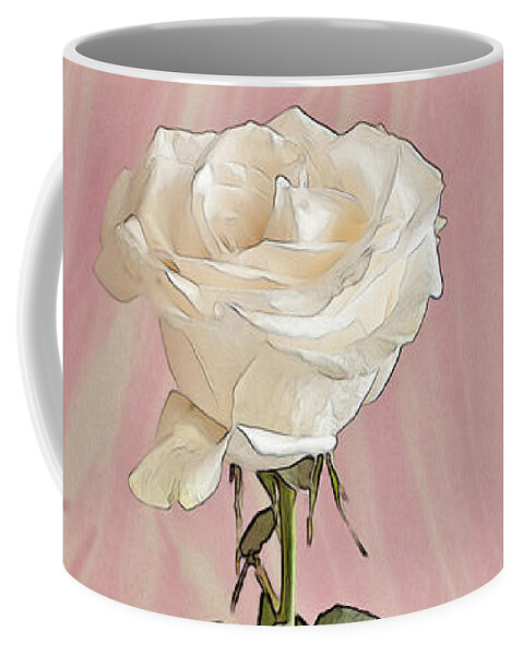 White Rose Coffee Mug featuring the photograph White Long Stemmed Rose by Sandra Foster