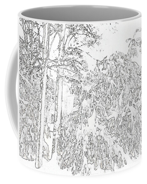 Snow Coffee Mug featuring the digital art White on white by Lynellen Nielsen