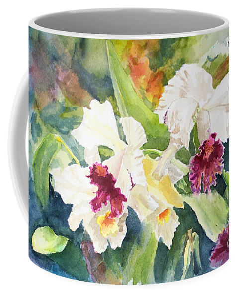 White Coffee Mug featuring the painting White Orchid by Janis Lee Colon