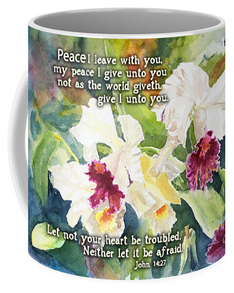 White Orchid Coffee Mug featuring the painting White Orchid John 14 by Janis Lee Colon
