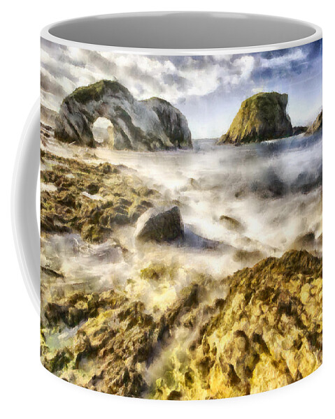 Ireland Coffee Mug featuring the photograph White Park Bay Sea Arch by Nigel R Bell