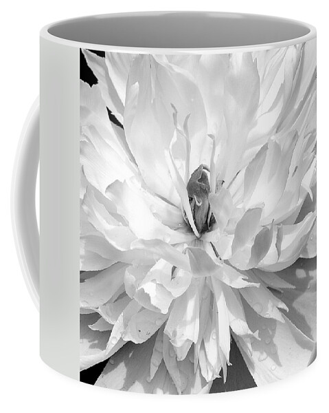 Art Coffee Mug featuring the photograph White Peony I Black and White by Joan Han