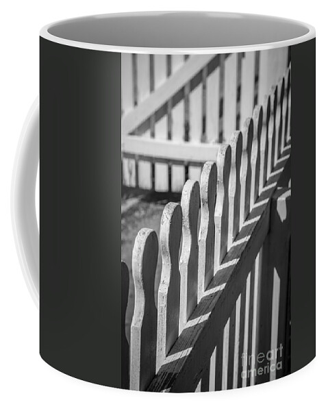 Black Coffee Mug featuring the photograph White Picket Fence Portsmouth by Edward Fielding