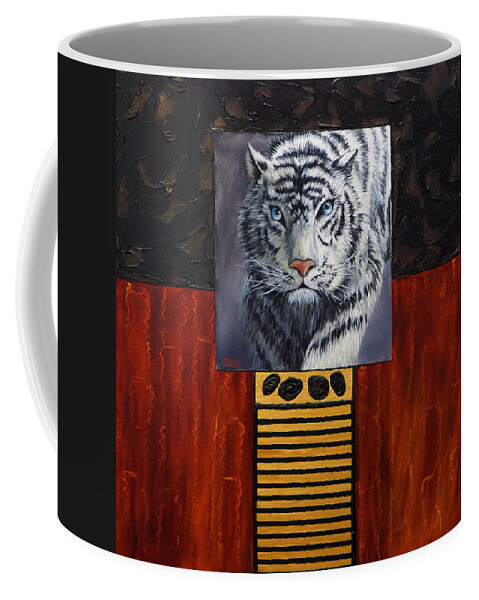 Animal Coffee Mug featuring the painting White Tiger by Darice Machel McGuire
