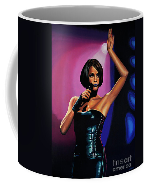 Whitney Houston Coffee Mug featuring the painting Whitney Houston On Stage by Paul Meijering