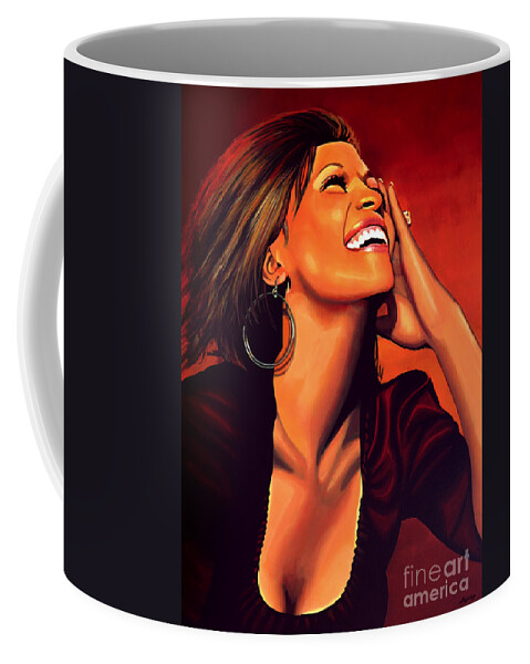 Whitney Houston Coffee Mug featuring the painting Whitney Houston by Paul Meijering
