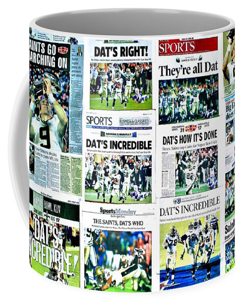 New Orleans Coffee Mug featuring the photograph Who Dat Headlines by Benjamin Yeager