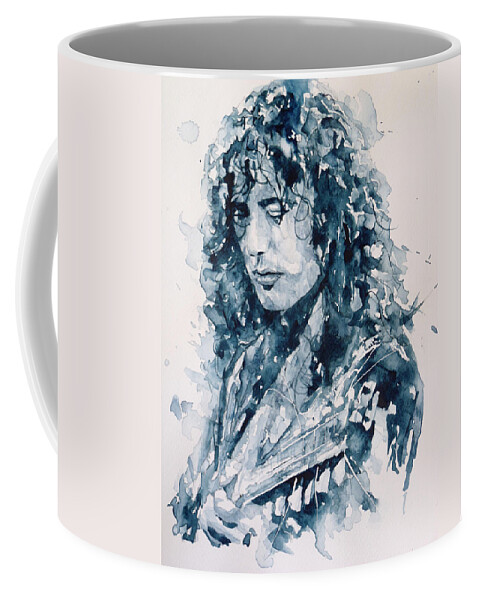 Led Zeppelin Coffee Mug featuring the painting Whole Lotta Love Jimmy Page by Paul Lovering