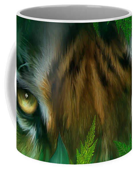 Tiger Coffee Mug featuring the mixed media Wild Eyes - Bengal Tiger by Carol Cavalaris