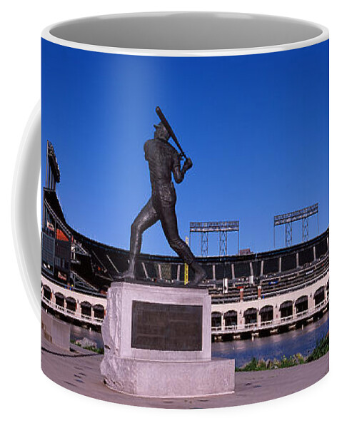 Photography Coffee Mug featuring the photograph Willie Mays Statue In Front by Panoramic Images
