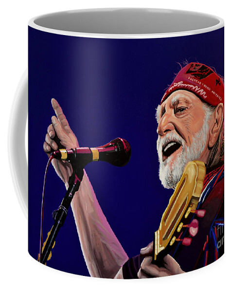 Willie Nelson Coffee Mug featuring the painting Willie Nelson by Paul Meijering
