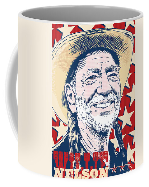 Music Coffee Mug featuring the digital art Willie Nelson Pop Art by Jim Zahniser