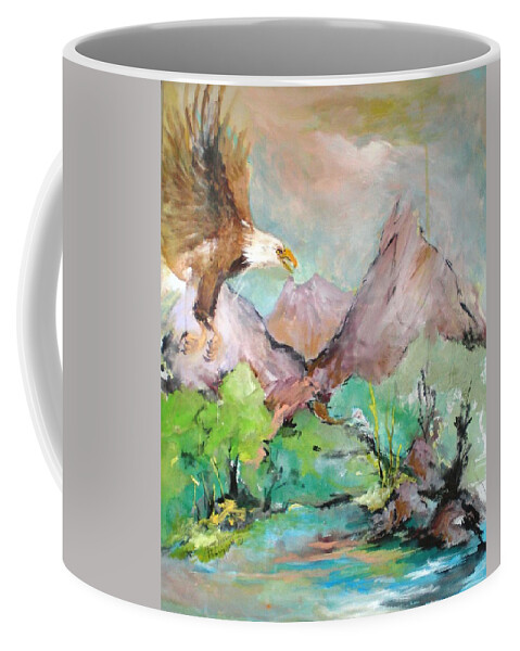 Eagle Coffee Mug featuring the painting Wind Beneath My Wings by Mary Spyridon Thompson