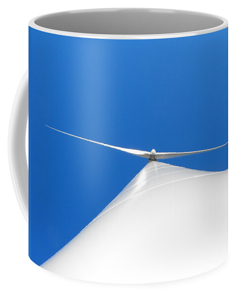 Wind Coffee Mug featuring the photograph Wind Turbine Blue Sky by Erick Schmidt