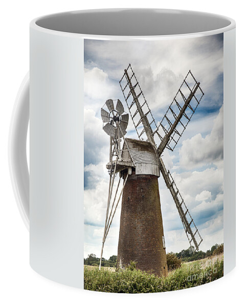 Windmill Coffee Mug featuring the photograph Windmill in Norfolk UK by Simon Bratt