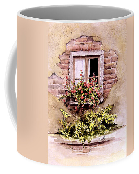Window Coffee Mug featuring the painting Window Flowers by Sam Sidders