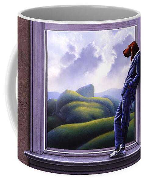 Surreal Coffee Mug featuring the painting Window of Dreams by Jerry LoFaro