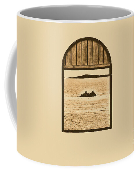 Puerto Rico Coffee Mug featuring the digital art Window View of Desert Island Puerto Rico Prints Rustic by Shawn O'Brien