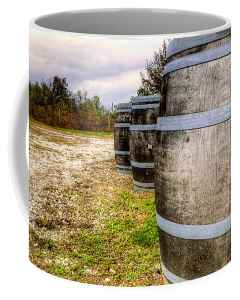 Wine Coffee Mug featuring the photograph Wine barrels by Alexey Stiop