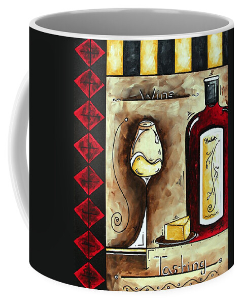 Art Coffee Mug featuring the painting WINE TASTING Original MADART Painting by Megan Aroon