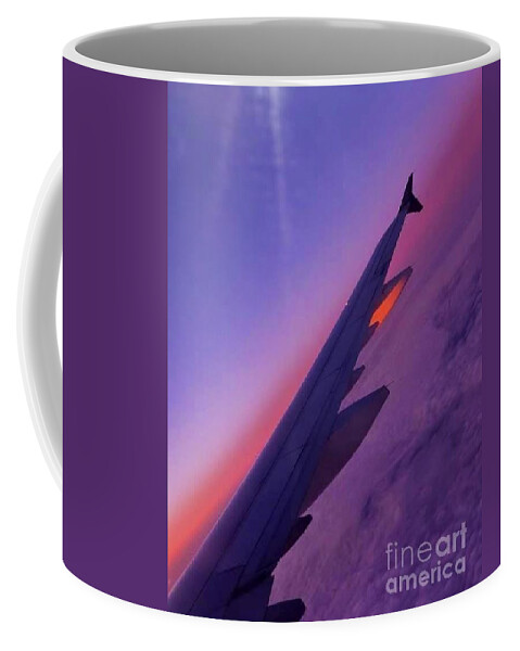Wing Reflects Sunset Coffee Mug featuring the photograph Wing Reflects Sunset by Susan Garren