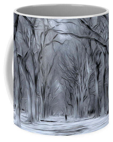 Central Park Coffee Mug featuring the digital art Winter in Central Park by Nina Bradica