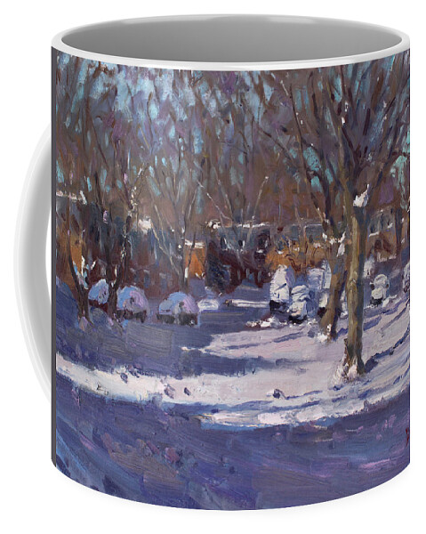 Winter Coffee Mug featuring the painting Winter Morning by Ylli Haruni