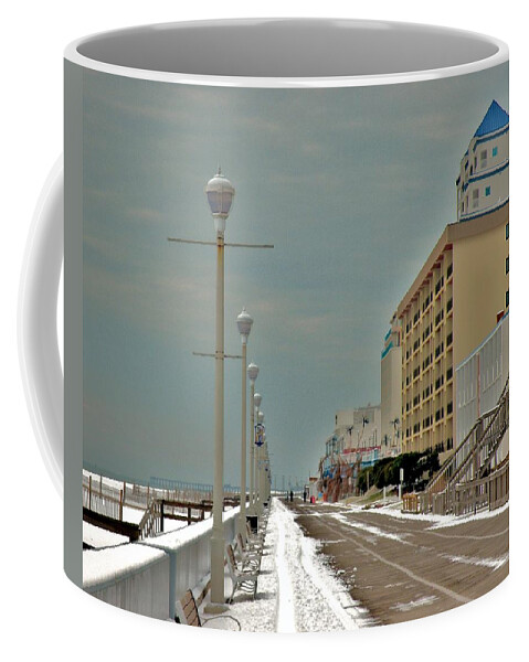 Boardwalk Coffee Mug featuring the photograph Winter On the Boardwalk in Ocean City Maryland by Kim Bemis