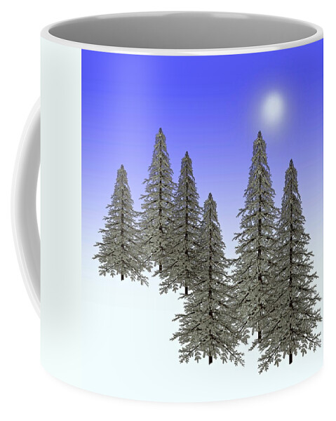 Tree Coffee Mug featuring the painting Winter Pines Ice and Snow by David Dehner