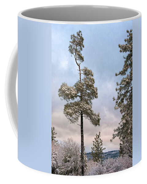 Snow Scene Coffee Mug featuring the digital art Winter Pines by Kathleen Bishop