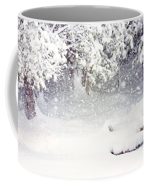 Winter Snow Bridge Picture Coffee Mug featuring the photograph Winter Snow Bridge by Gwen Gibson