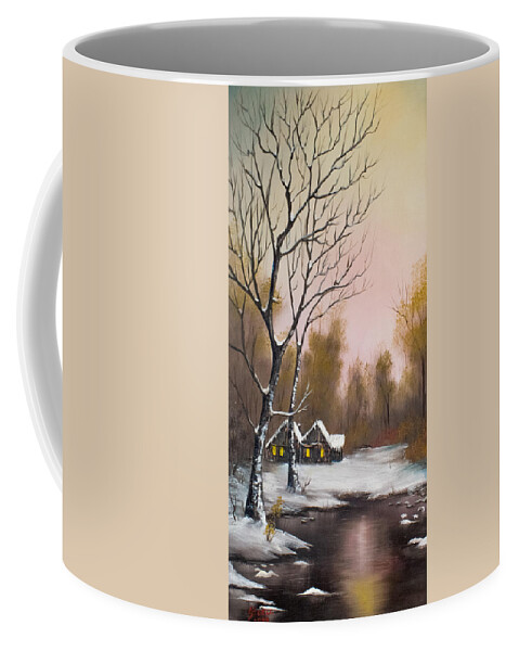 Landscape Coffee Mug featuring the painting Winter Solace by Chris Steele