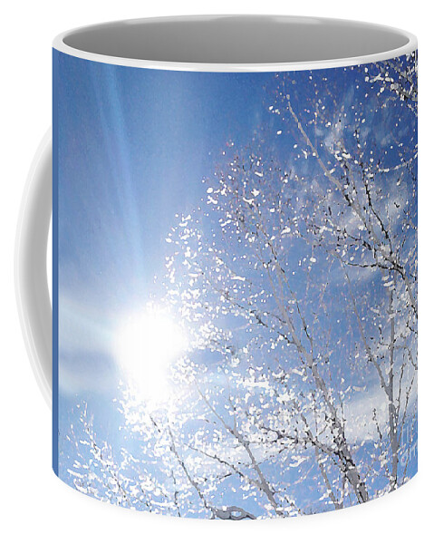 Blue Sky Coffee Mug featuring the digital art Winter Sun by Lynellen Nielsen