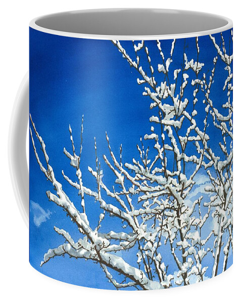 Watercolor Trees Coffee Mug featuring the painting Winter's Artistry by Barbara Jewell