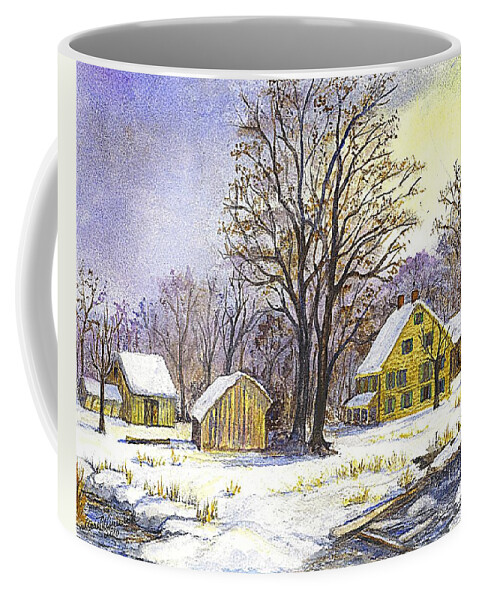 Christmas Cards Coffee Mug featuring the painting Wintertime in The Country by Carol Wisniewski