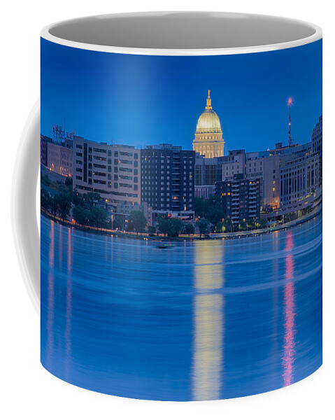 Capitol Coffee Mug featuring the photograph Wisconsin Capitol Reflection by Sebastian Musial