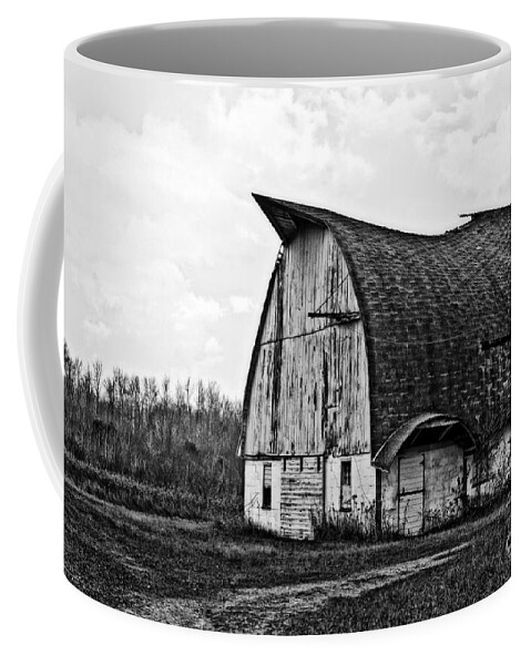 Wisconsin Old Barn Coffee Mug featuring the photograph Wisconsin Old Barn 1 Black and White by Ms Judi