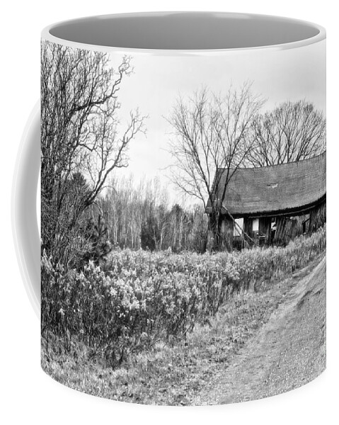 Wisconsin Old Barn Coffee Mug featuring the photograph Wisconsin Old Barn 2 Black and White by Ms Judi