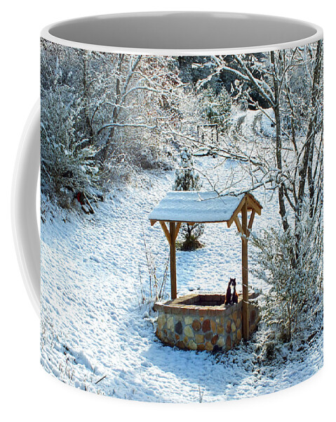 Landscapes Coffee Mug featuring the photograph Wishing Well in the Snow with Kitty Cat by Duane McCullough