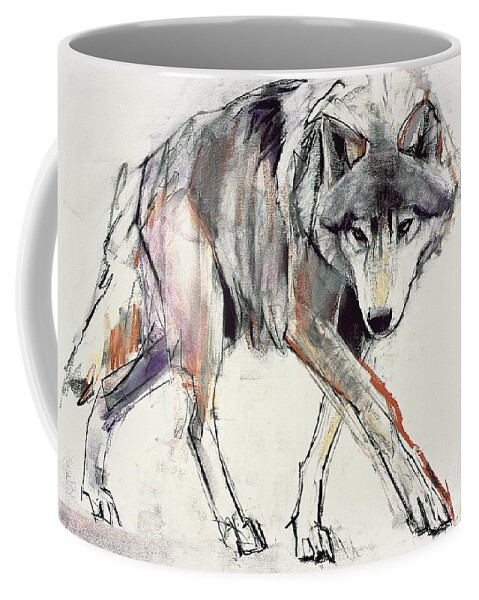 Wolf Coffee Mug featuring the painting Wolf by Mark Adlington