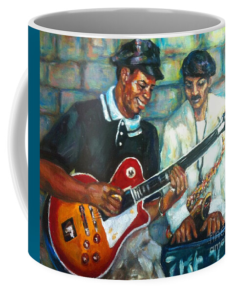 Guitar Coffee Mug featuring the painting Wolfman by Beverly Boulet