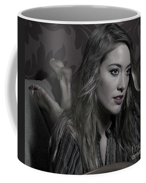 Festblues Coffee Mug featuring the photograph Woman... by Nina Stavlund
