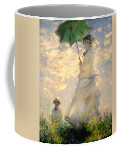 Monet Coffee Mug featuring the painting Woman With Parasol Dedication by Georgiana Romanovna