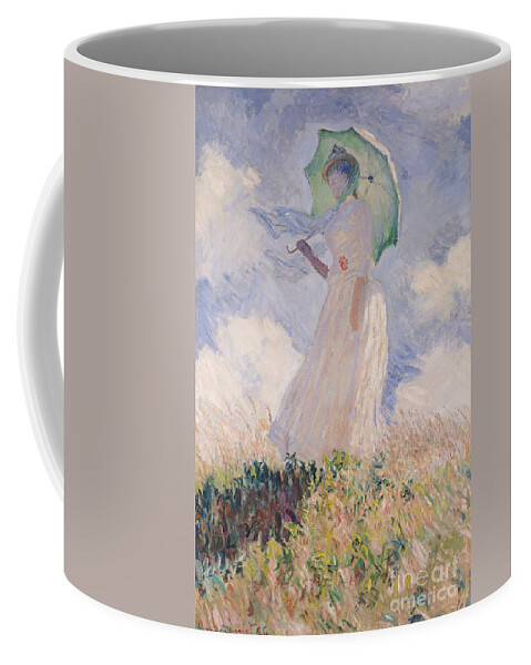 Woman With Parasol Turned To The Left Coffee Mug featuring the painting Woman with Parasol turned to the Left by Claude Monet