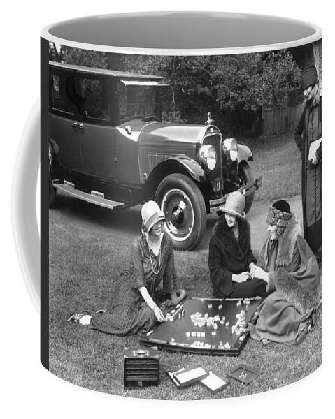 1920s Coffee Mug featuring the photograph Women Playing Mahjong by Underwood Archives