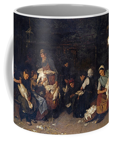 Max Liebermann Coffee Mug featuring the painting Women Plucking Geese by Max Liebermann