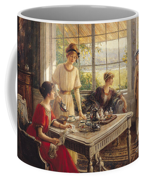 Victorian Coffee Mug featuring the painting Women Taking Tea by Albert Lynch