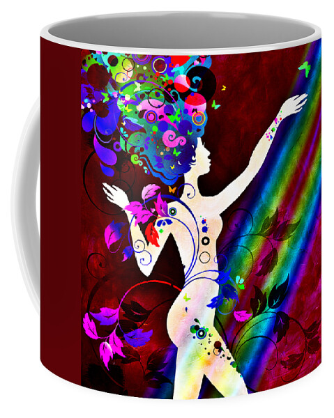 Amaze Coffee Mug featuring the mixed media Wonderful At The End Of The Rainbow by Angelina Tamez
