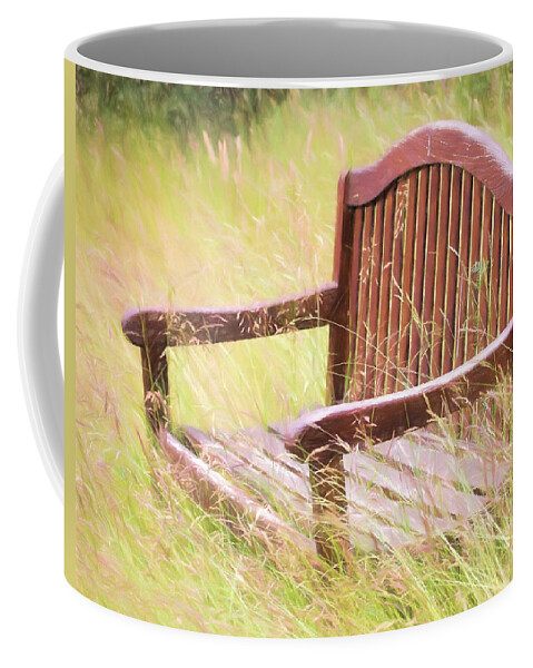 Bench Coffee Mug featuring the photograph Wooden Bench Versus Mother Nature by Peggy Collins