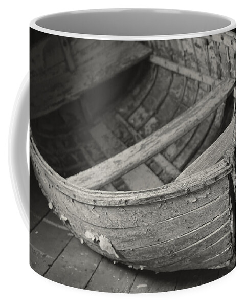 Boat Coffee Mug featuring the photograph Wooden Boat Fading Away by Mary Lee Dereske